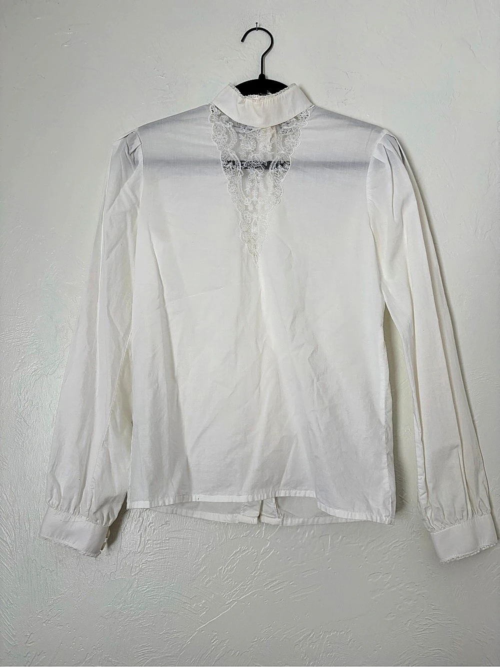 Vintage 80’s Herman Geist White Cotton Lace Detail Victorian Inspired Blouse